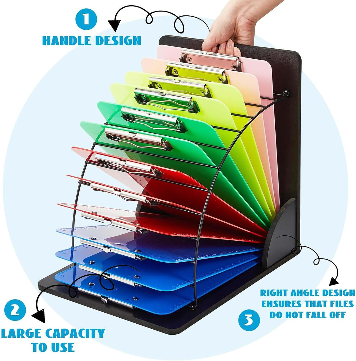 2 Pieces Clipboard Holder Wood Metal Clipboard Stand Storage Rack