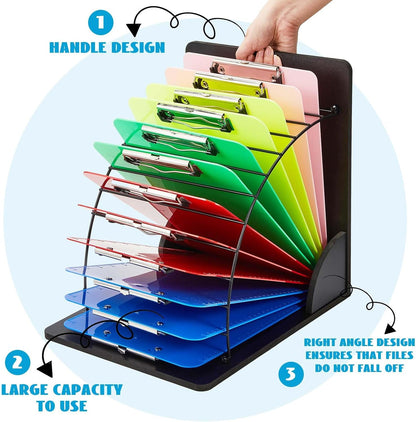 2 Pieces Clipboard Holder Wood Metal Clipboard Stand Storage Rack