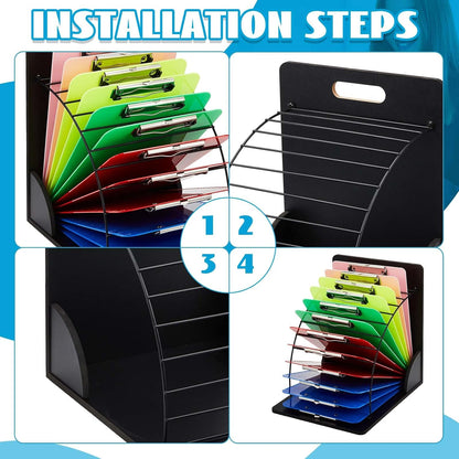 2 Pieces Clipboard Holder Wood Metal Clipboard Stand Storage Rack