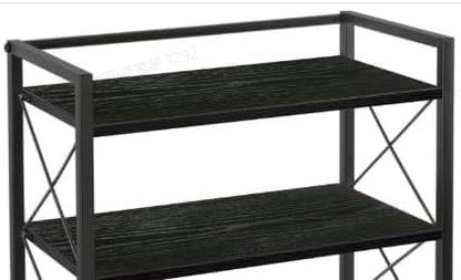Office Desk Shelf Organizer, Wood Desktop Bookshelf Supplies Storage Rack, Shelf for Top of Desk and Dresser (Black-2 Tier)