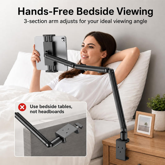 iPad Holder For Desk, Adjustable Tablet Arm iPad Desk Mount with C-Clamp