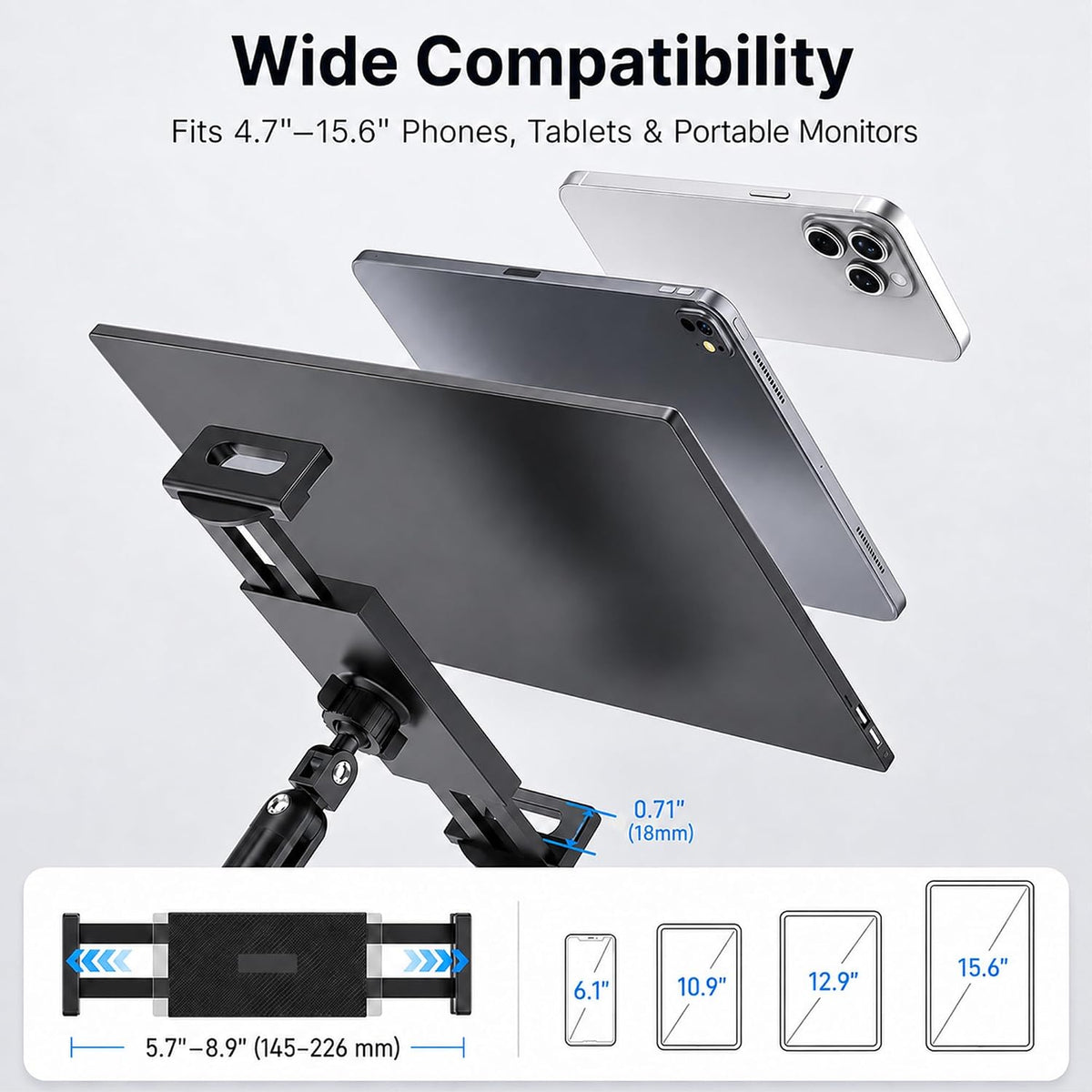 iPad Holder For Desk, Adjustable Tablet Arm iPad Desk Mount with C-Clamp