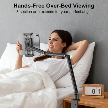 iPad Holder For Desk, Adjustable Tablet Arm iPad Desk Mount with C-Clamp