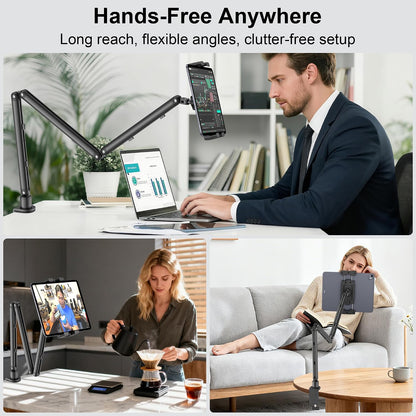 iPad Holder For Desk, Adjustable Tablet Arm iPad Desk Mount with C-Clamp
