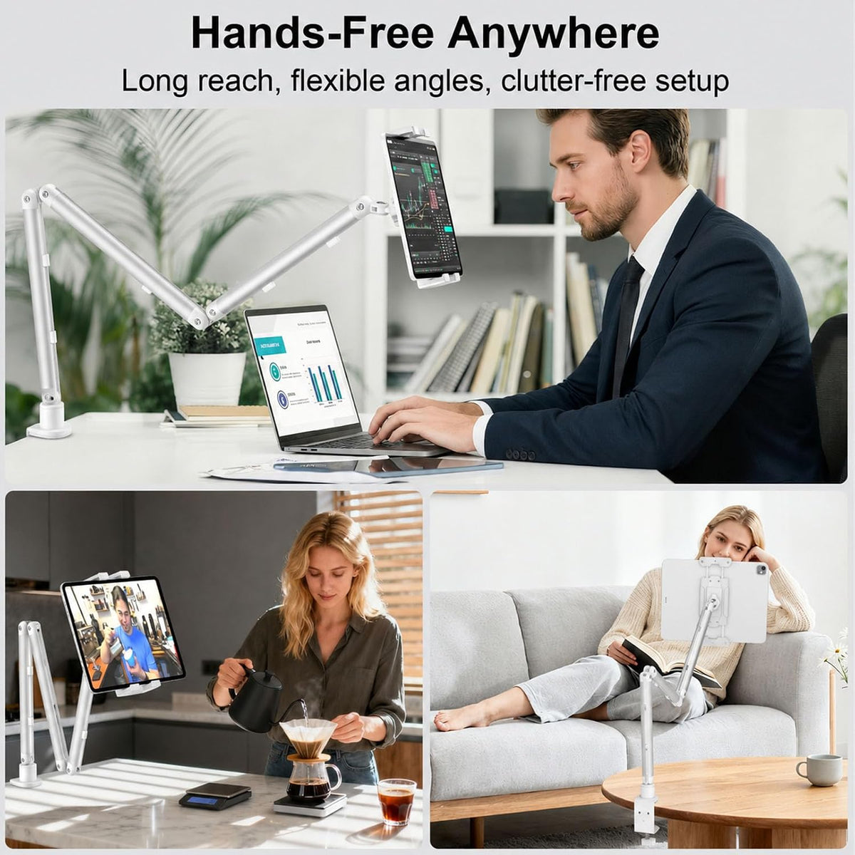 iPad Holder For Desk, Adjustable Tablet Arm iPad Desk Mount with C-Clamp