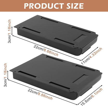 Under Desk Drawer, 2 Pack Large & Small Under Desk Organizer Self-Adhesive Drawer for Under Desk Slide Out Under Table Storage Attachable Under Desk Storage for Office, Classroom, Home Black