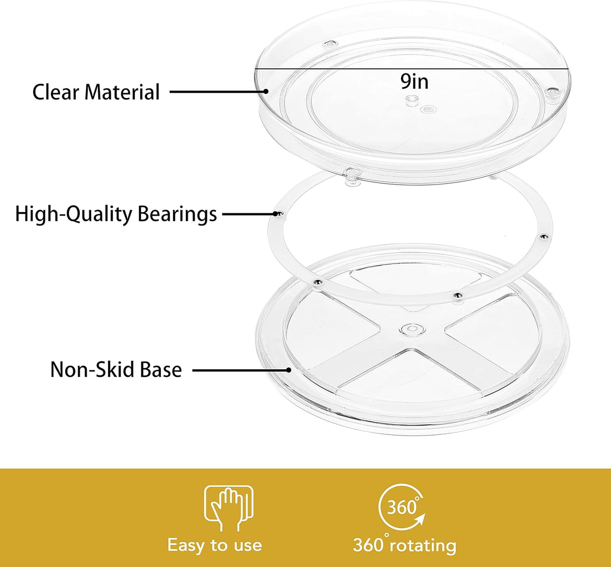 Lazy Susan Turntable, 10.5 Inch Spinning Cabinet Organizer