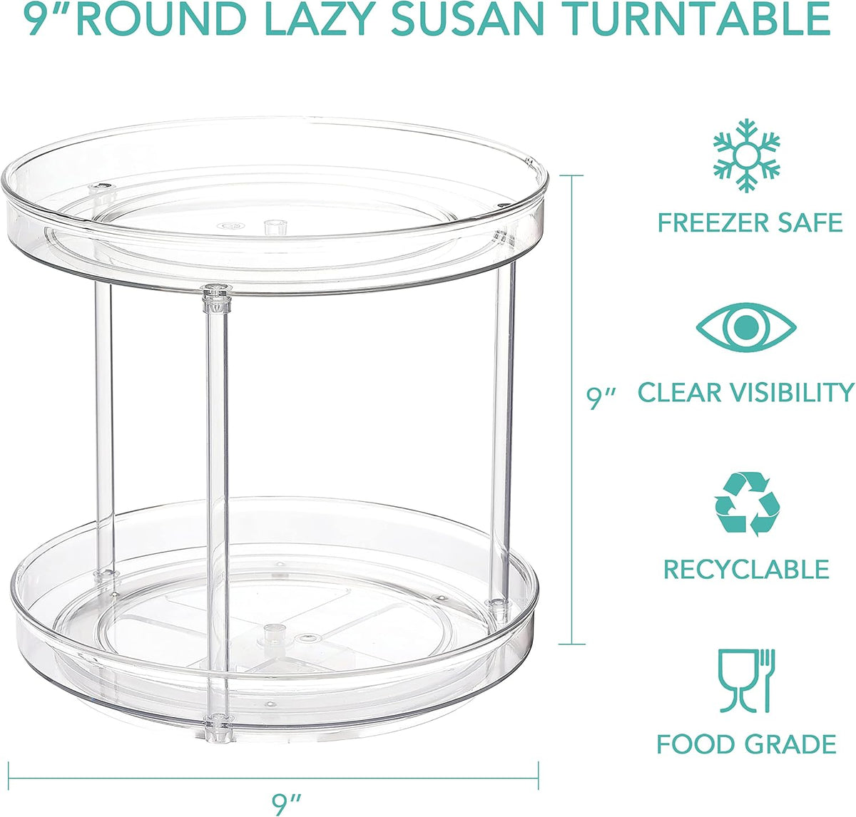 Lazy Susan Turntable, 10.5 Inch Spinning Cabinet Organizer