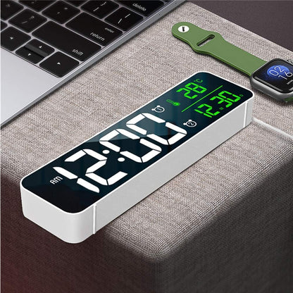 Digital Clock Large Display, Alarm Clock for Living Room Office Bedroom Decor, LED Corded Electric, Date Temp Display Wall Clock, Automatic Brightness Dimmer Smart Cool Modern Desk Accessories Black