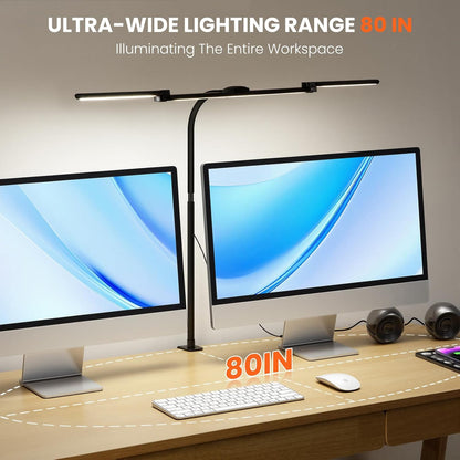 LED Desk Lamp for Office Home, 3 Light Bar Adjustable Desk Light with Clamp