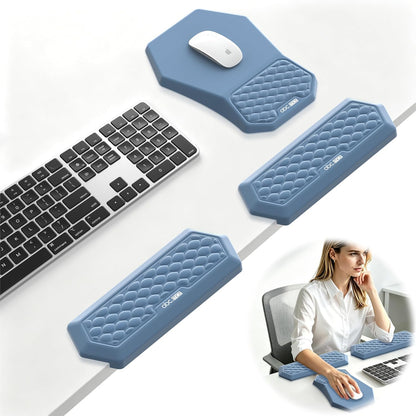 2-in-1 L-Shaped Desk Elbow Pads & & Mouse Pad Set with Wrist Rest, Black