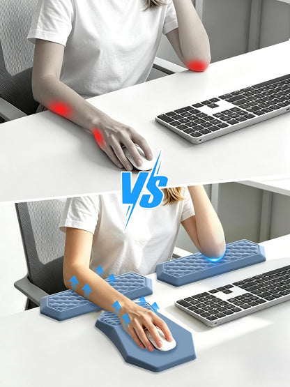 2-in-1 L-Shaped Desk Elbow Pads & & Mouse Pad Set with Wrist Rest, Black