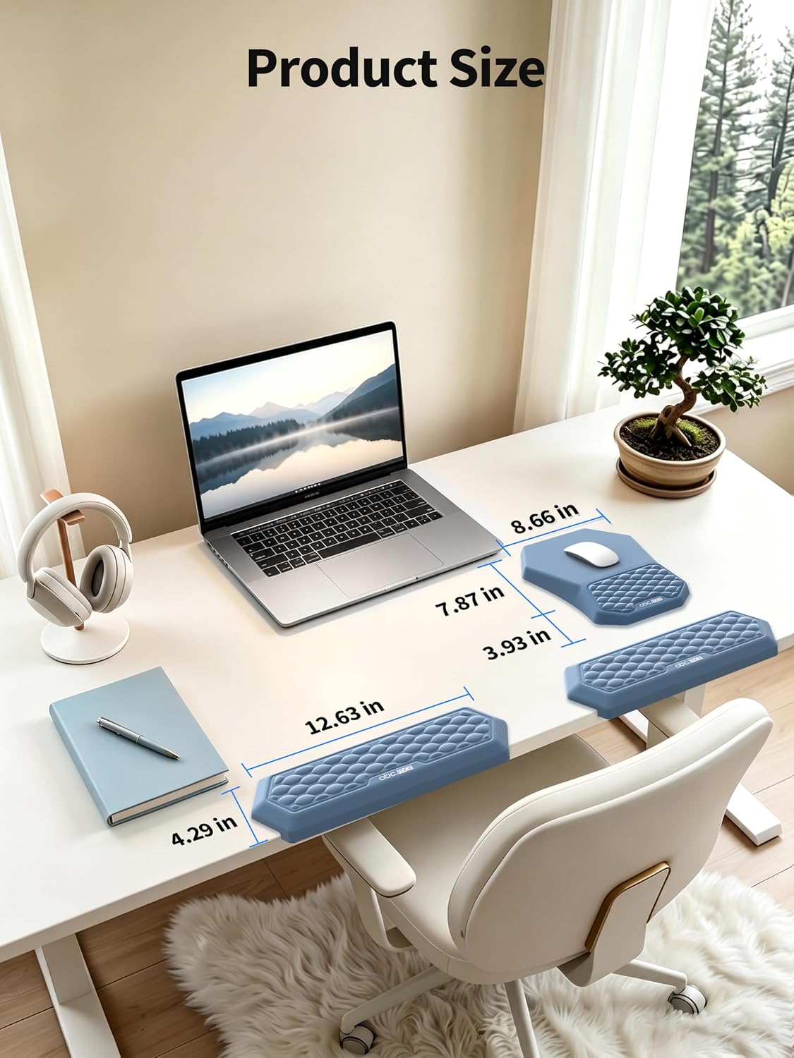 2-in-1 L-Shaped Desk Elbow Pads & & Mouse Pad Set with Wrist Rest, Black