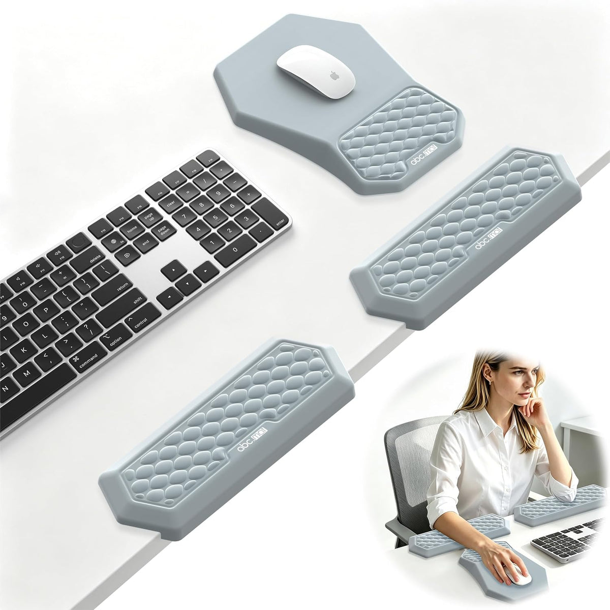 2-in-1 L-Shaped Desk Elbow Pads & & Mouse Pad Set with Wrist Rest, Black
