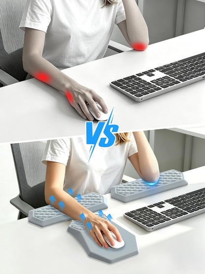 2-in-1 L-Shaped Desk Elbow Pads & & Mouse Pad Set with Wrist Rest, Black