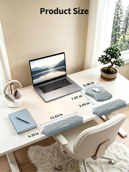 2-in-1 L-Shaped Desk Elbow Pads & & Mouse Pad Set with Wrist Rest, Black