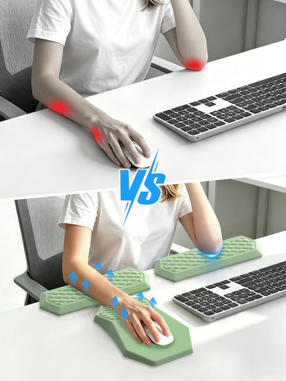 2-in-1 L-Shaped Desk Elbow Pads & & Mouse Pad Set with Wrist Rest, Black