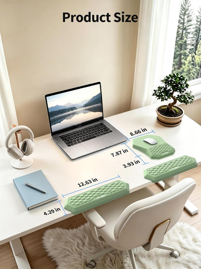 2-in-1 L-Shaped Desk Elbow Pads & & Mouse Pad Set with Wrist Rest, Black
