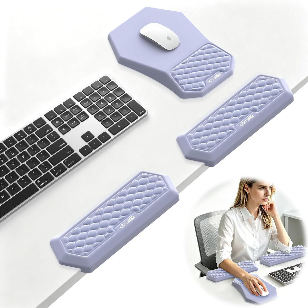 2-in-1 L-Shaped Desk Elbow Pads & & Mouse Pad Set with Wrist Rest, Black