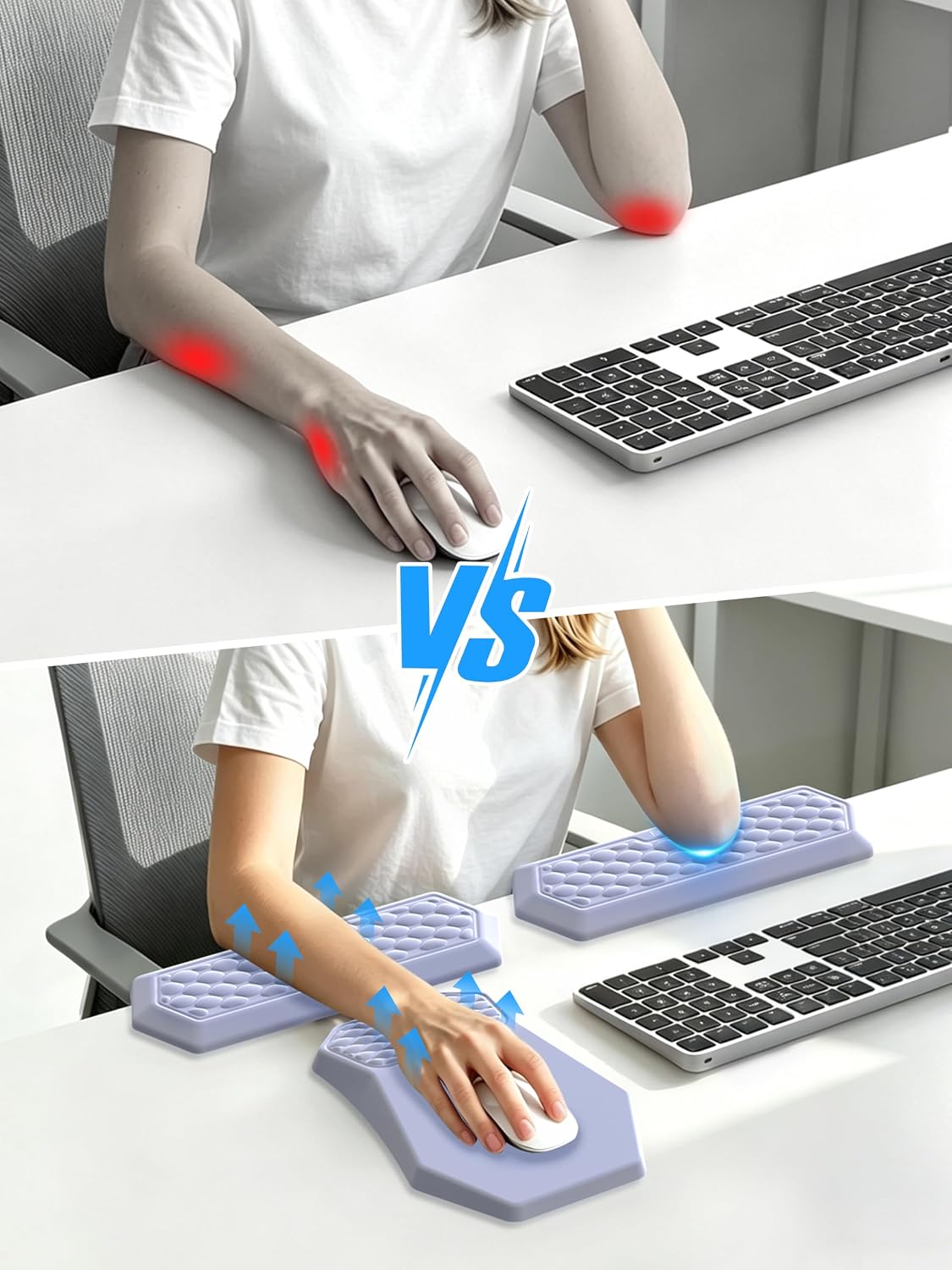 2-in-1 L-Shaped Desk Elbow Pads & & Mouse Pad Set with Wrist Rest, Black