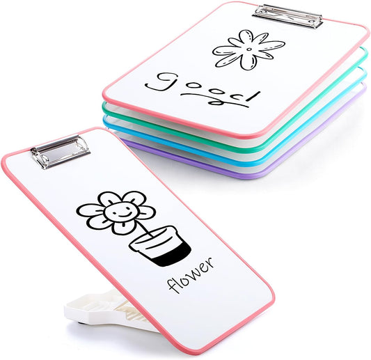 4 Set Writing Slant Board with Stand, 15°-75° Desktop Whiteboard Dry Erase Clipboard 12x9 Inch Portable Reusable Handwriting Practice Teacher Office Supplies for Reading Drawing Studying