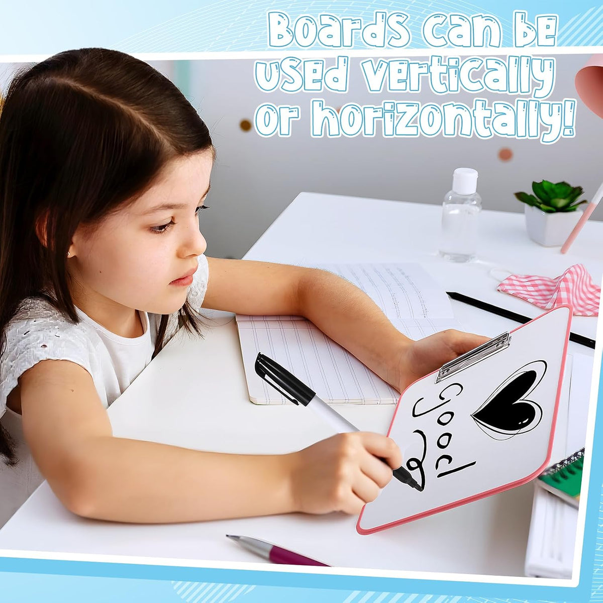 4 Set Writing Slant Board with Stand, 15°-75° Desktop Whiteboard Dry Erase Clipboard 12x9 Inch Portable Reusable Handwriting Practice Teacher Office Supplies for Reading Drawing Studying