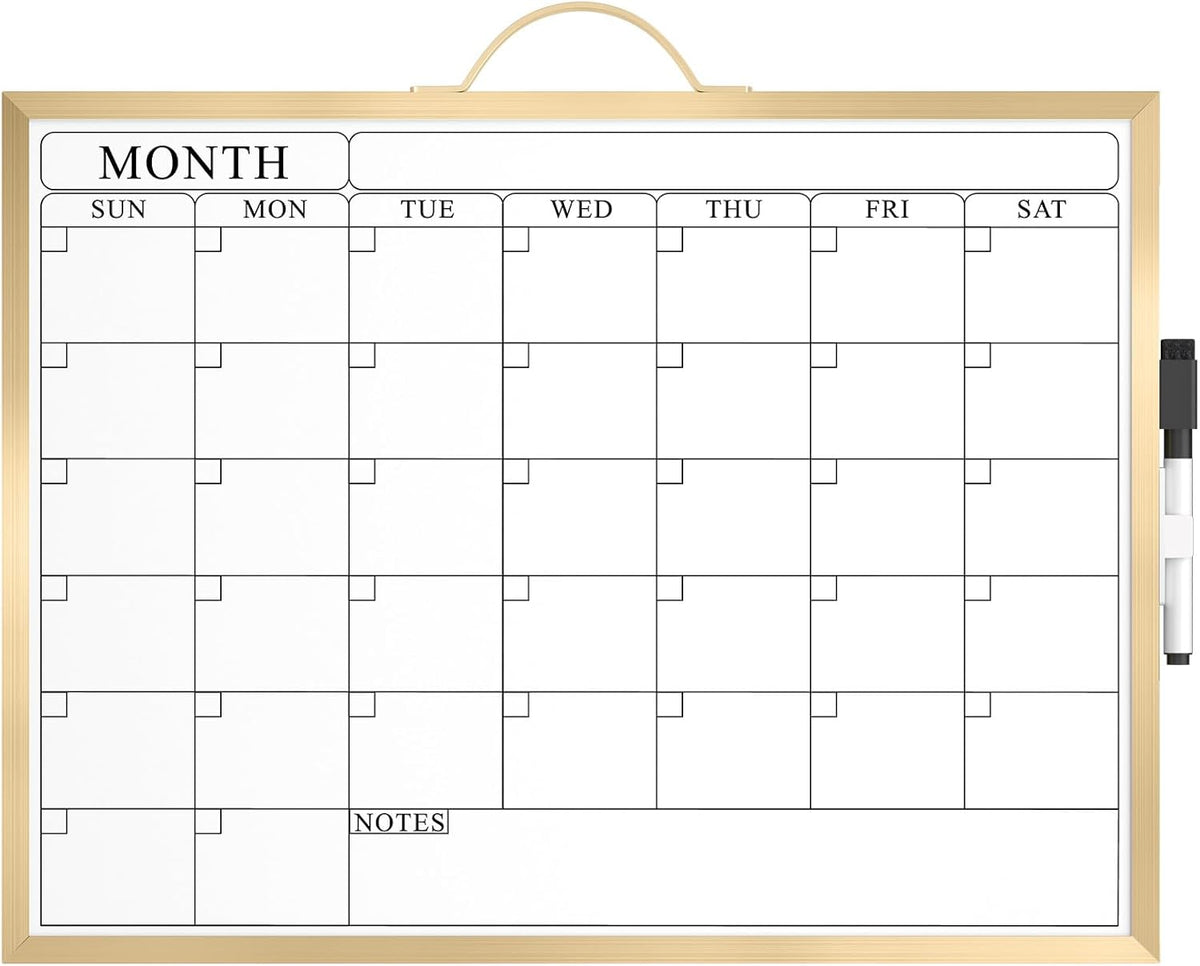 Monthly Calendar Whiteboard, Magnetic Double-Sided Board, 16" x 12"