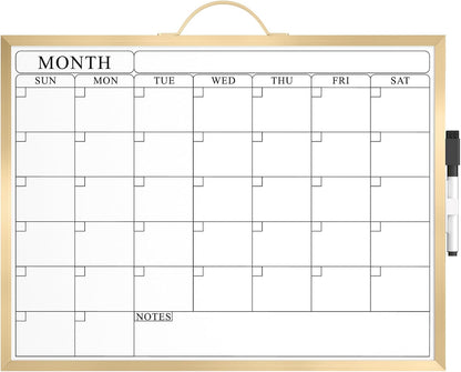 Monthly Calendar Whiteboard, Magnetic Double-Sided Board, 16" x 12"