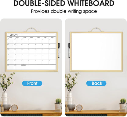 Monthly Calendar Whiteboard, Magnetic Double-Sided Board, 16" x 12"