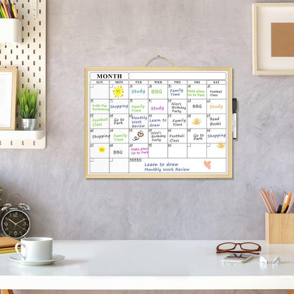 Monthly Calendar Whiteboard, Magnetic Double-Sided Board, 16" x 12"