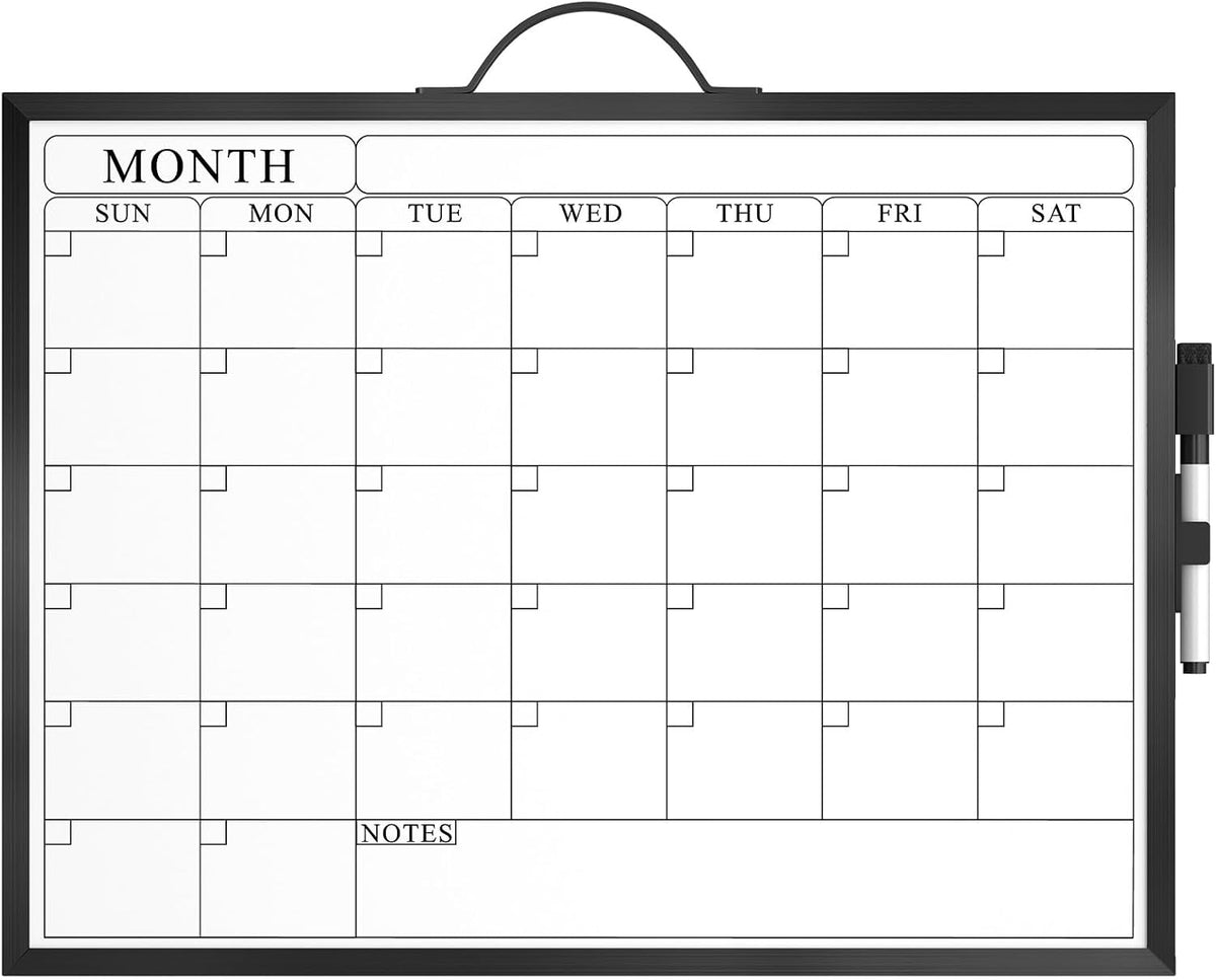 Monthly Calendar Whiteboard, Magnetic Double-Sided Board, 16" x 12"
