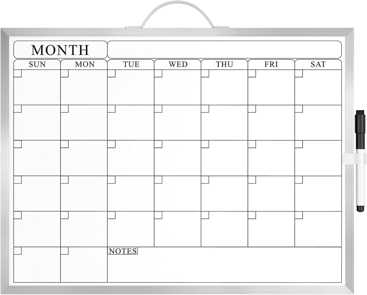 Monthly Calendar Whiteboard, Magnetic Double-Sided Board, 16" x 12"