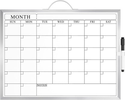 Monthly Calendar Whiteboard, Magnetic Double-Sided Board, 16" x 12"