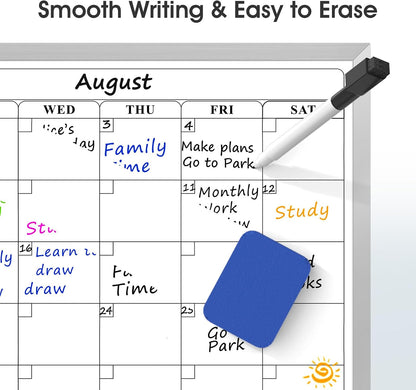 Monthly Calendar Whiteboard, Magnetic Double-Sided Board, 16" x 12"
