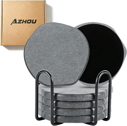 6Pcs Absorbent Diatomaceous Earth Coasters Set with Velvet Bottom