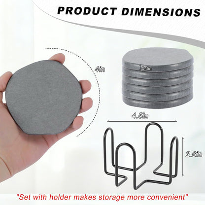 6Pcs Absorbent Diatomaceous Earth Coasters Set with Velvet Bottom