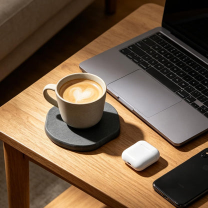 6Pcs Absorbent Diatomaceous Earth Coasters Set with Velvet Bottom