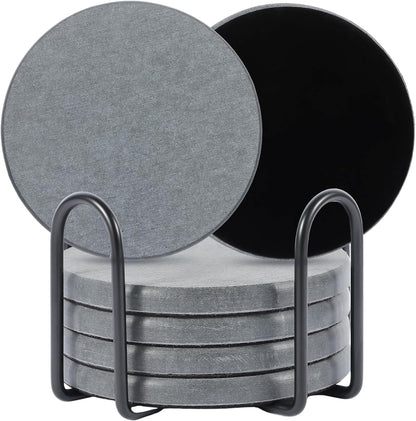 6Pcs Absorbent Diatomaceous Earth Coasters Set with Velvet Bottom