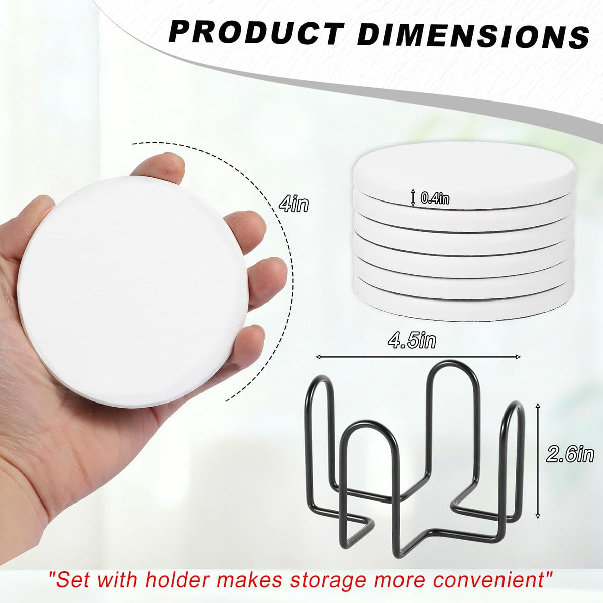 6Pcs Absorbent Diatomaceous Earth Coasters Set with Velvet Bottom