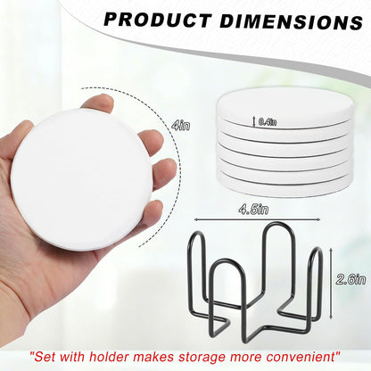 6Pcs Absorbent Diatomaceous Earth Coasters Set with Velvet Bottom