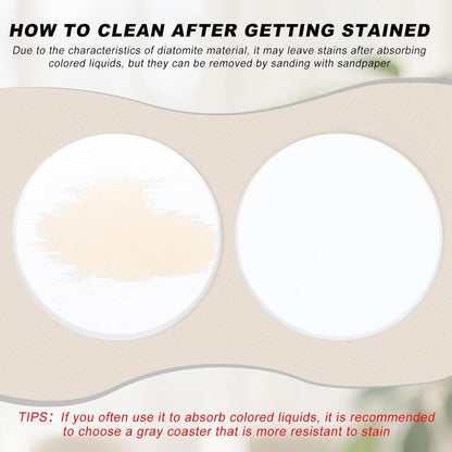 6Pcs Absorbent Diatomaceous Earth Coasters Set with Velvet Bottom