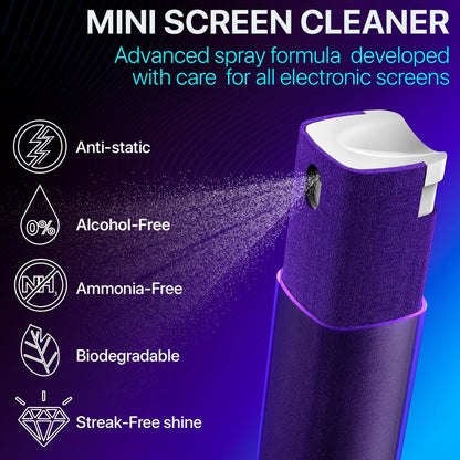 Mini Screen Cleaner Spray, 2-in-1 Touchscreen Mist Cleaner, Gray