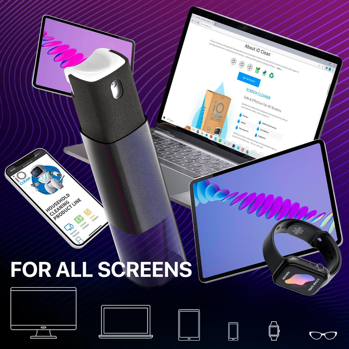 Mini Screen Cleaner Spray, 2-in-1 Touchscreen Mist Cleaner, Gray