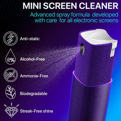 Mini Screen Cleaner Spray, 2-in-1 Touchscreen Mist Cleaner, Gray