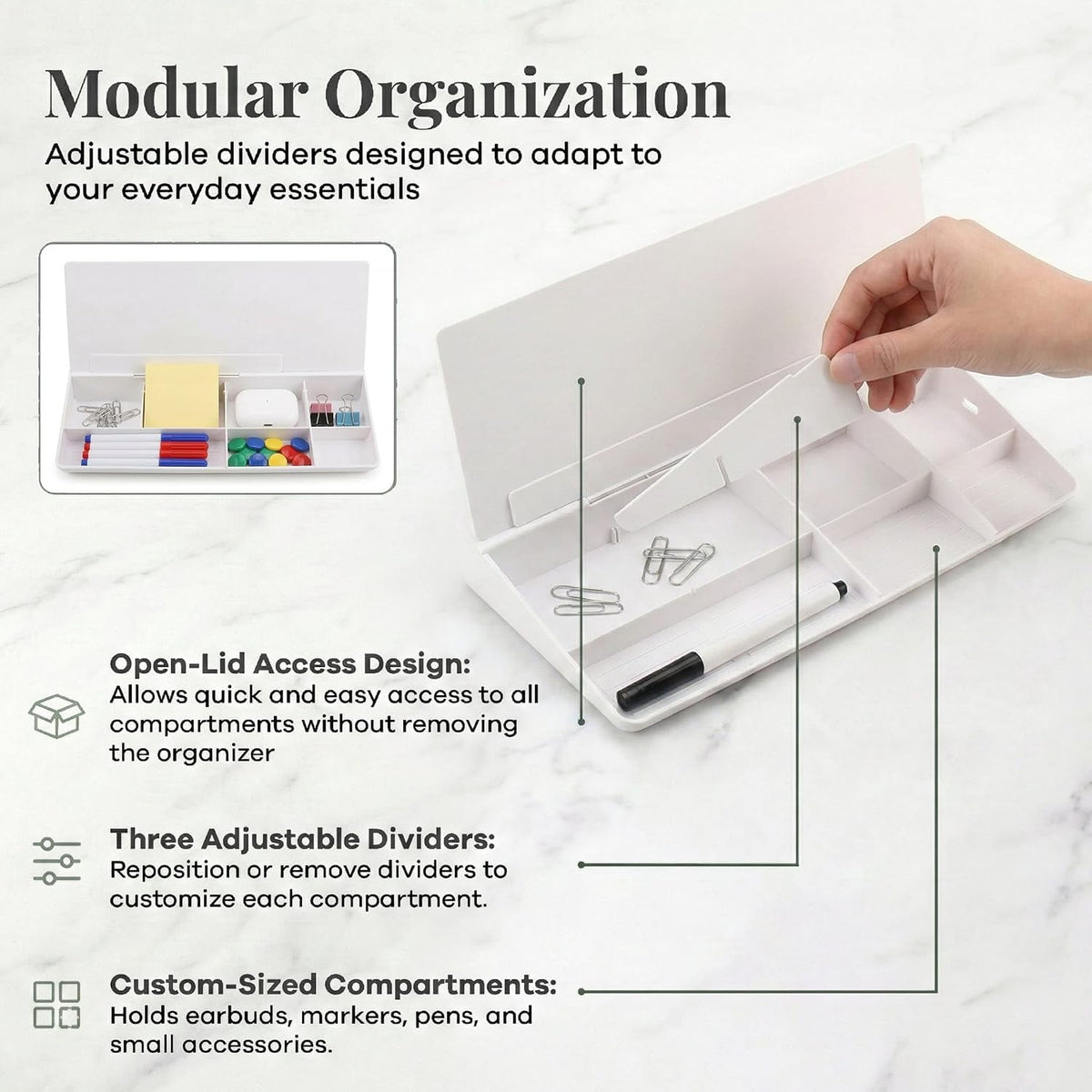 Birch Desktop Glass Whiteboard with Magnetic Weekly Calendar – Dry Erase Board, Keyboard Stand, Hidden Storage, Adjustable Dividers, 3 Markers & Eraser – Office, Home, School – Moss