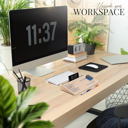 Birch Desktop Glass Whiteboard with Magnetic Weekly Calendar – Dry Erase Board, Keyboard Stand, Hidden Storage, Adjustable Dividers, 3 Markers & Eraser – Office, Home, School – Moss