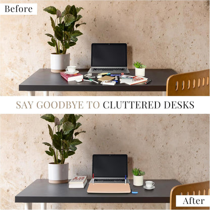 Birch Desktop Glass Whiteboard with Magnetic Weekly Calendar – Dry Erase Board, Keyboard Stand, Hidden Storage, Adjustable Dividers, 3 Markers & Eraser – Office, Home, School – Moss