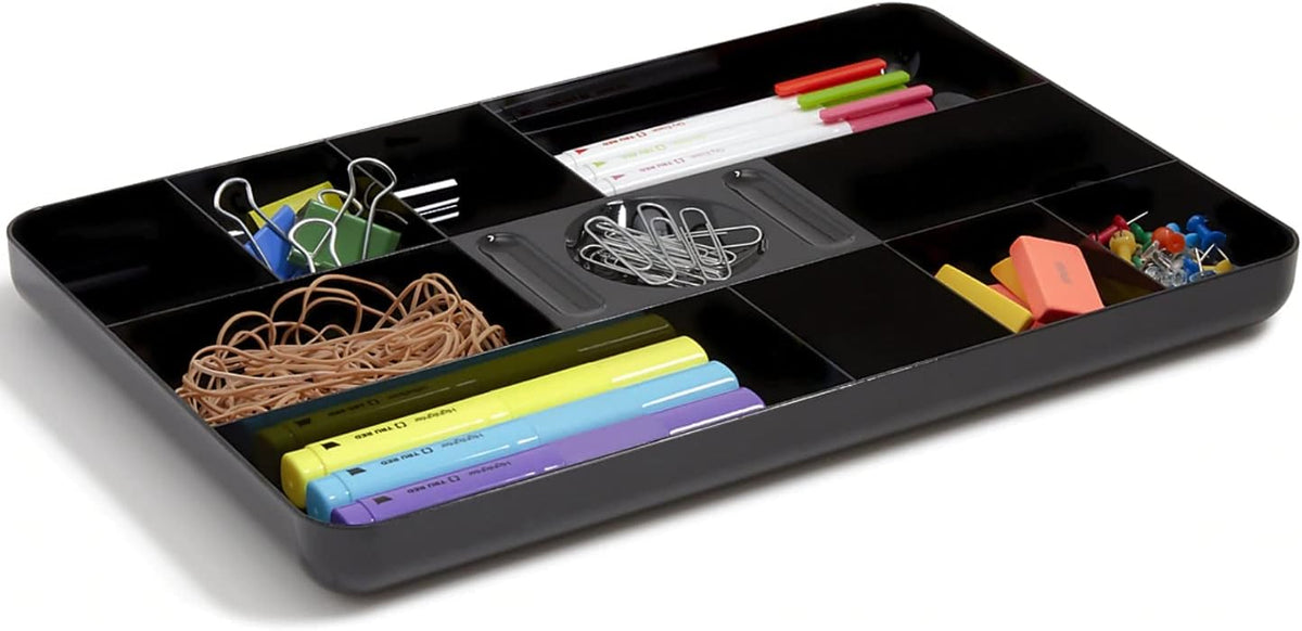 Desk Drawer Organizer Tray, 13-Compartment Office Desk Drawer Organizer Black