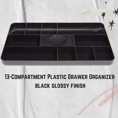 Desk Drawer Organizer Tray, 13-Compartment Office Desk Drawer Organizer Black