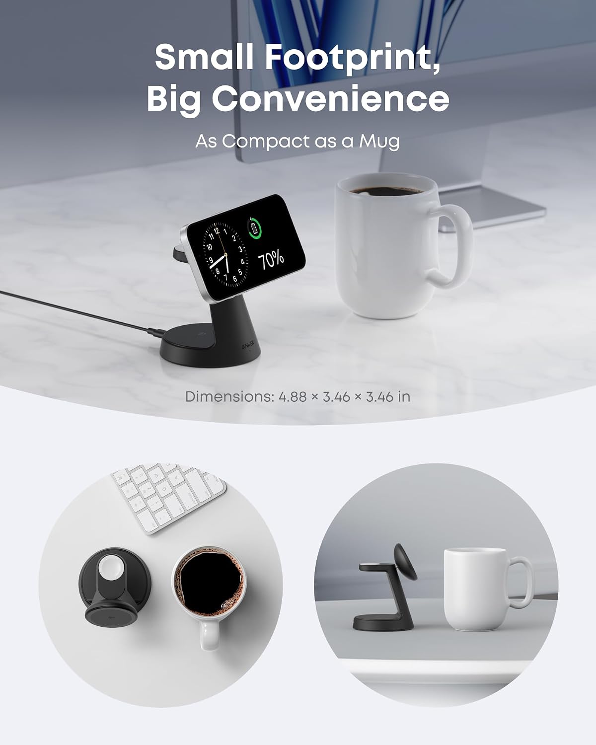 MagSafe Charger Compatible, MagGo 3-in-1 Qi2 15W Charging Station